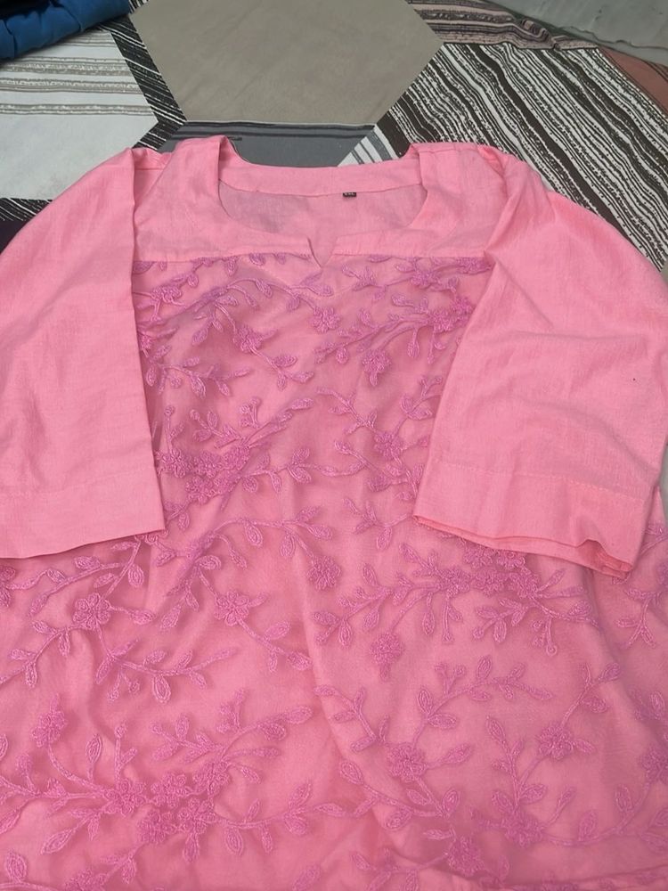 Pink Embroidered Kurta