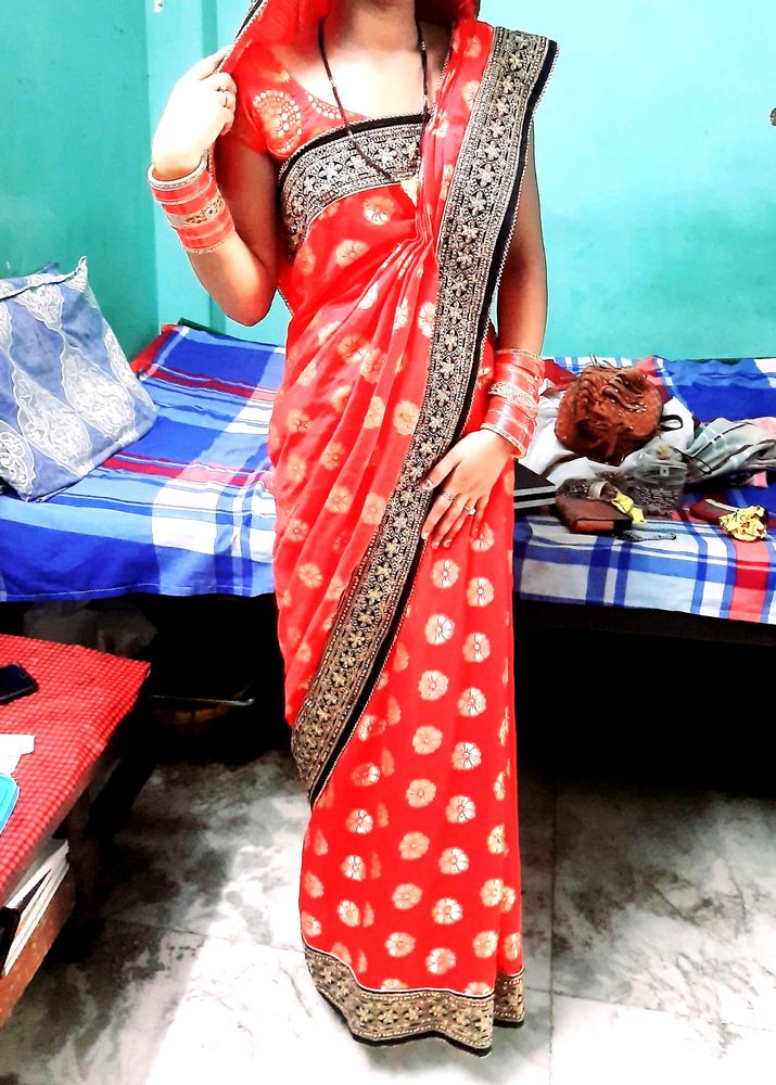 Red Colour Party Wear Saree
