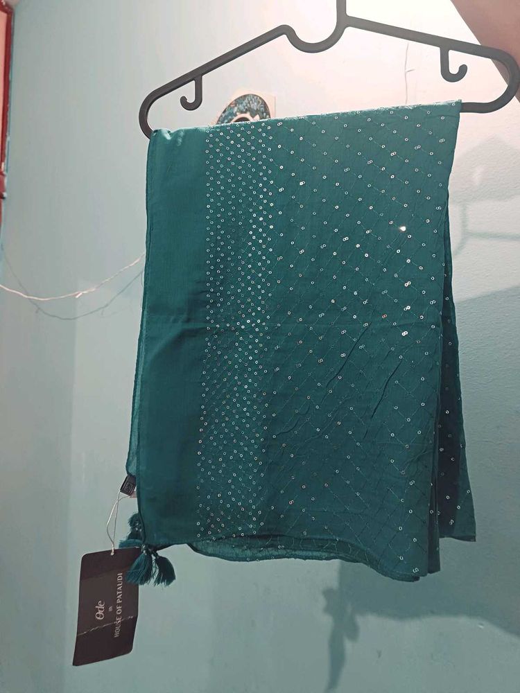 New Sequins Teal Blue Stole