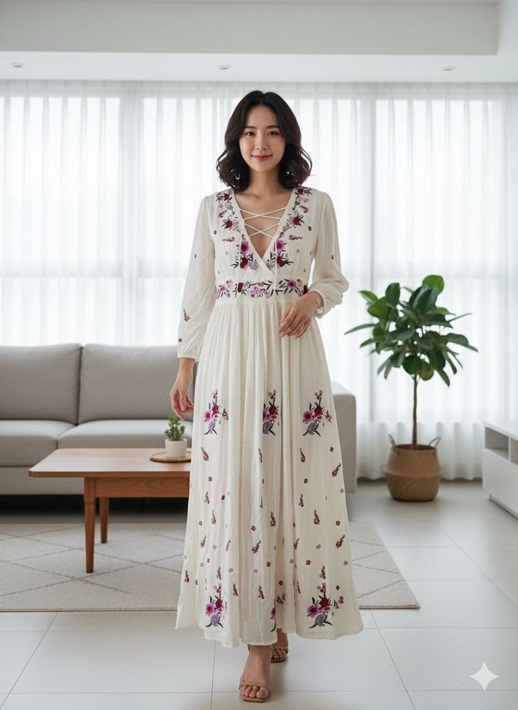 Boho Embroidered Maxi Dress