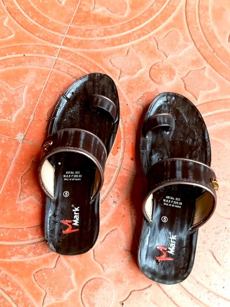 M Mark Brown Leather Slippers