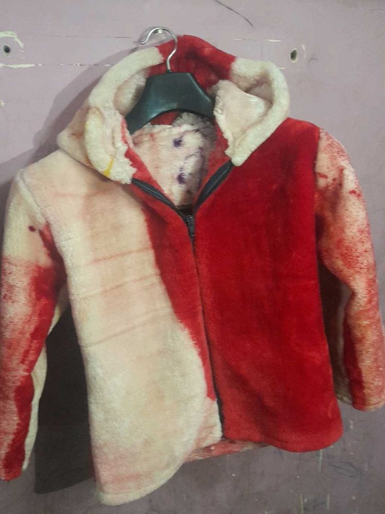 Fleece Hoodie - Red &amp; baby pink