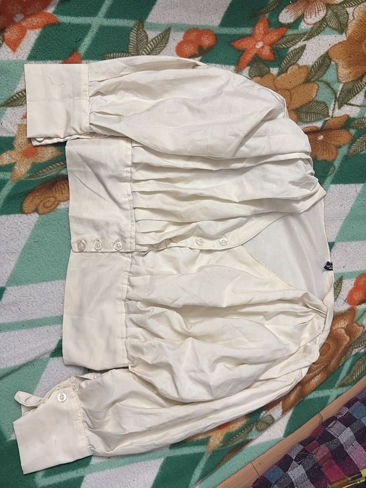 Elegant White satin zara Shirt