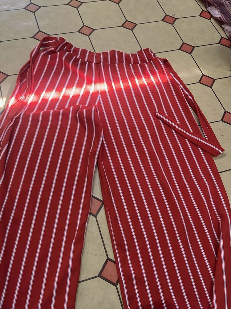 striped red nd white plazo