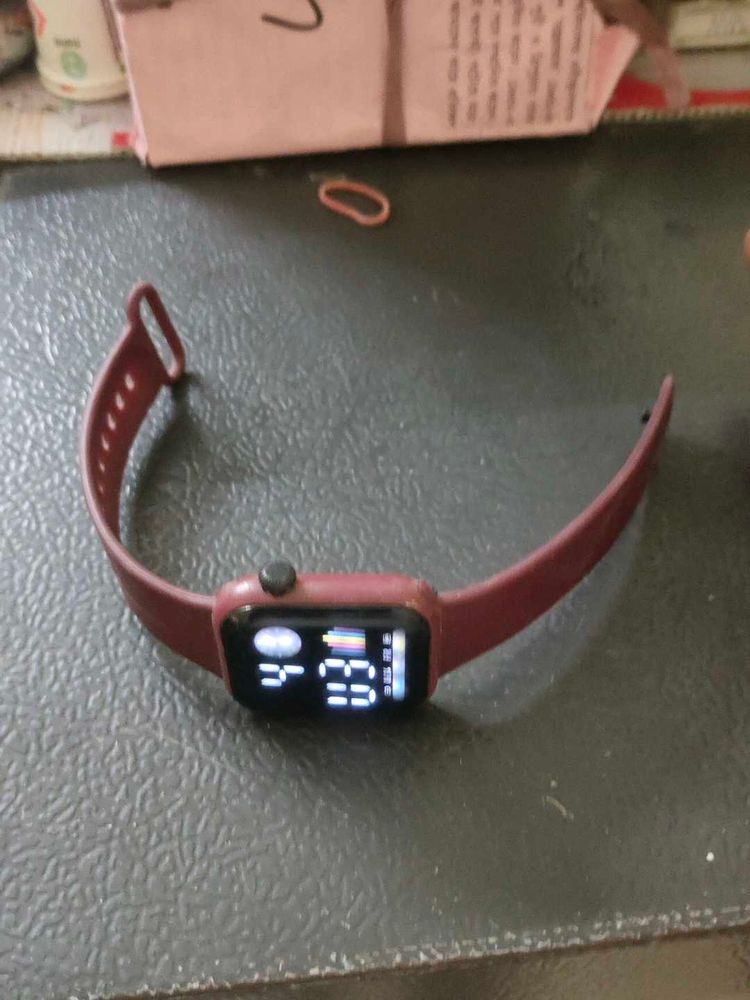 Burgundy Digital Smart Watch