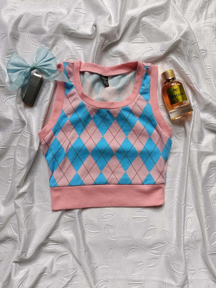 Shein Argyle Cropped Tank Top