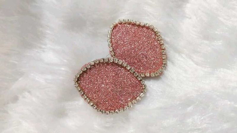 Pink Glitter Rhinestone Earrings