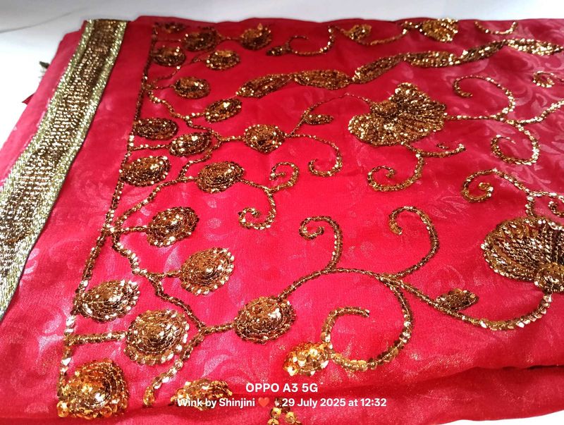 ❤️Red Designer Saree with Heavy Golden Work