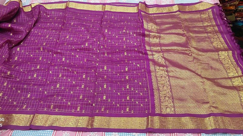 Purple &amp; Gold Woven Saree