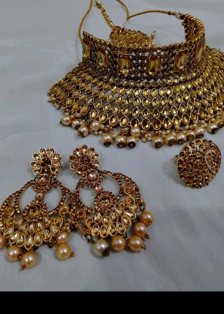 Bridal Jewellery Set- Rose Gold And Golen Color