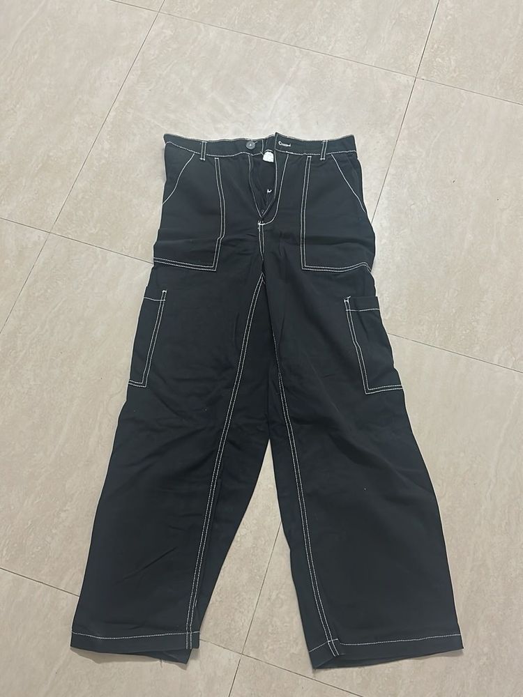 Black Wide Leg Cargo Pants