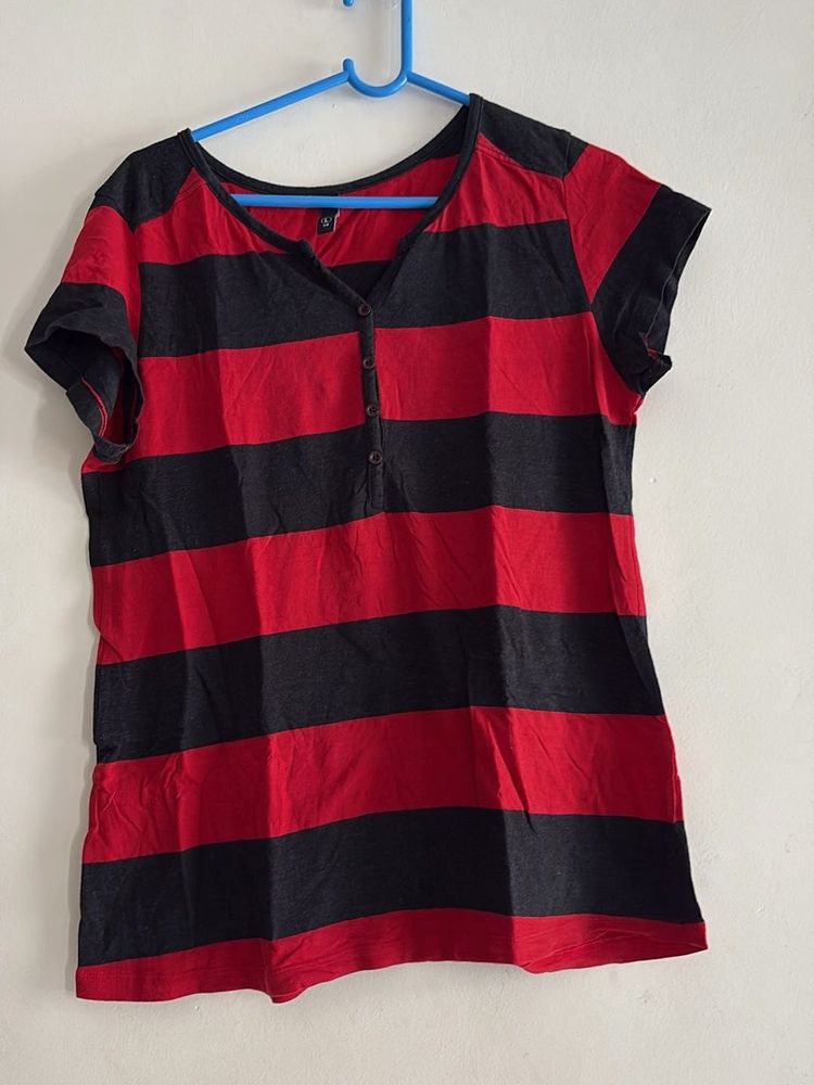 Striped Tee - Red and Black