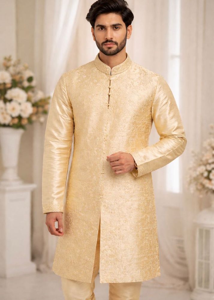 Elegant Gold Embroidered Kurta Set
