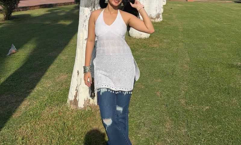 white backless kurti