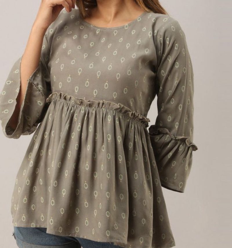 Ruffled Top with Bell Sleeves