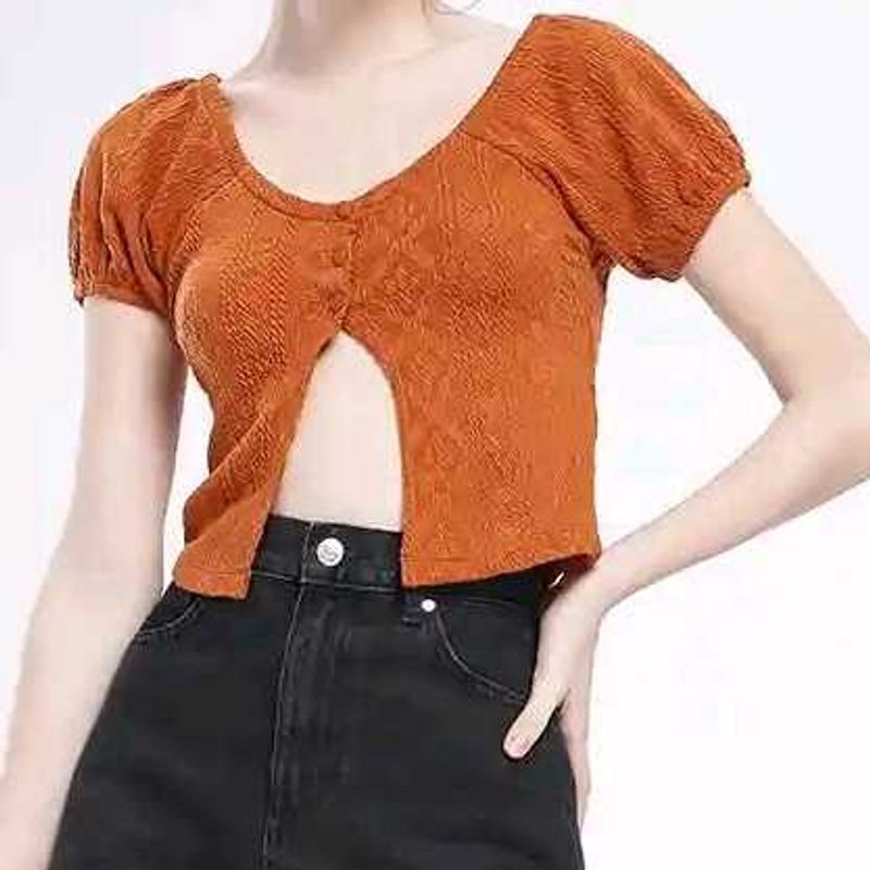 Brown Front Slit Top 🤎