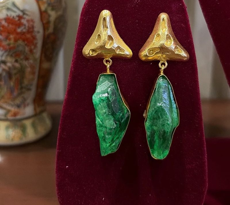 Natural Green Stone Earrings