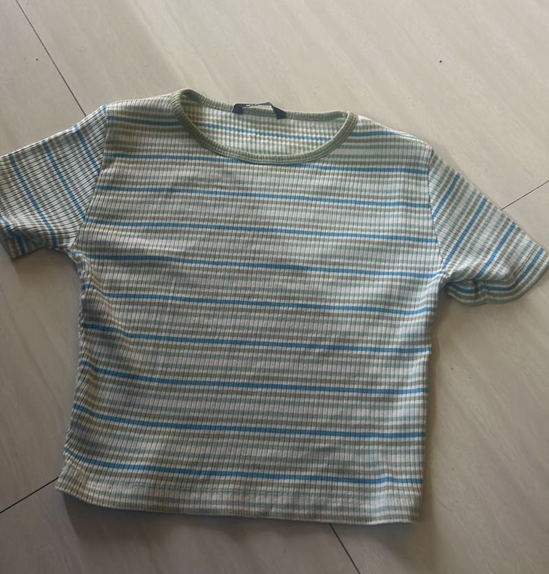Striped Ribbed Crop Top
