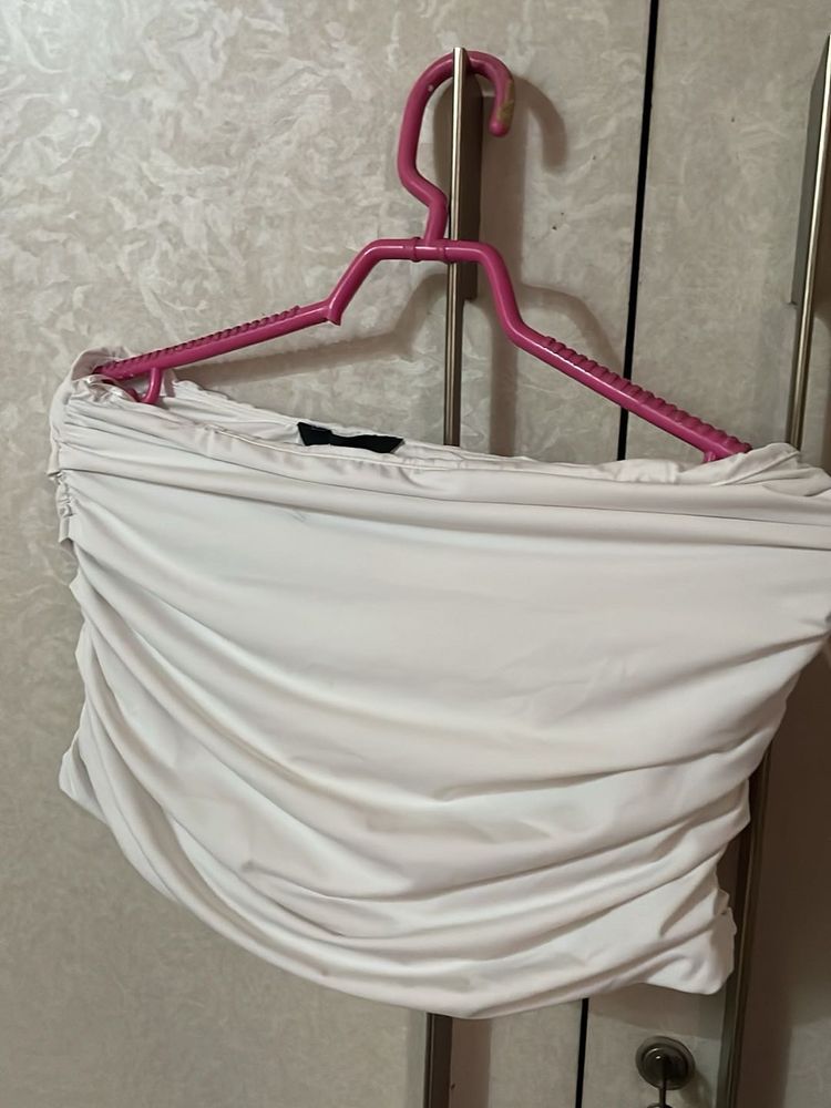 White Ruched Tube Top