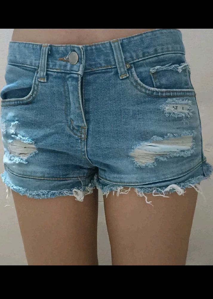 Distressed Denim Shorts