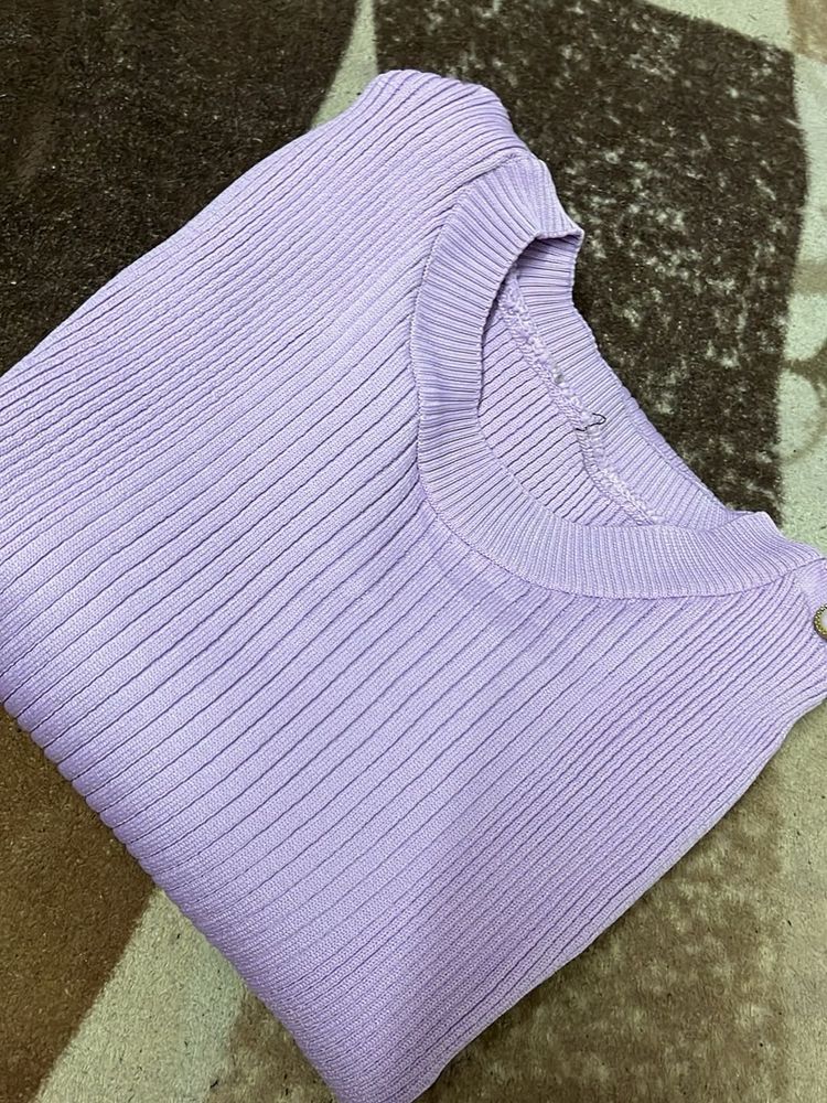 Lilac Ribbed Knit Top