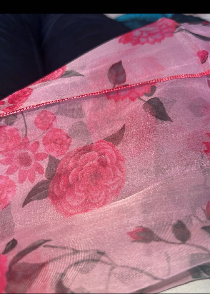 Pink Floral Dupatta