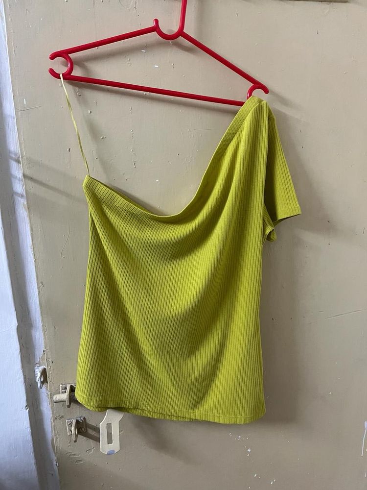 One Shoulder Lime Top