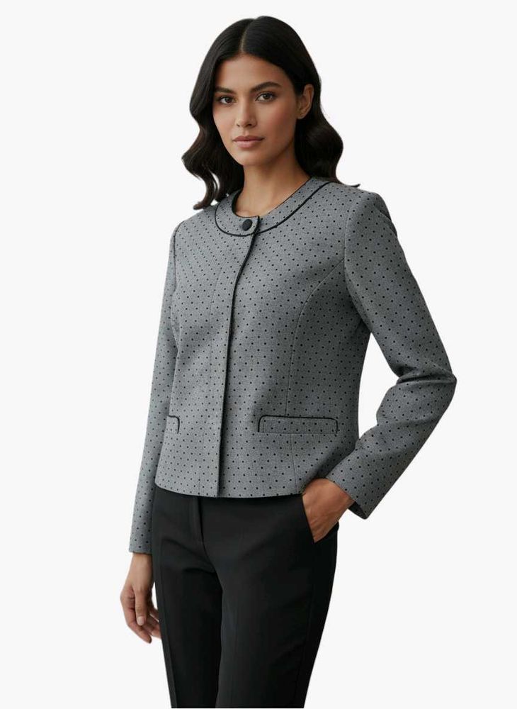Elegant Polka Dot Grey Korean Blazer