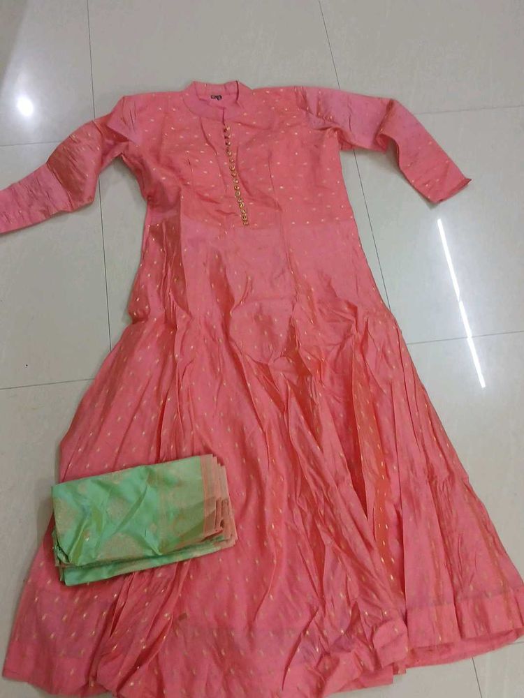 Peach Anarkali Suit with Dupatta