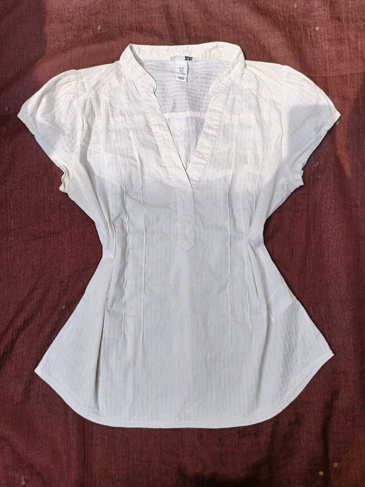 H&amp;M Stripped Fitted V-Neck Top