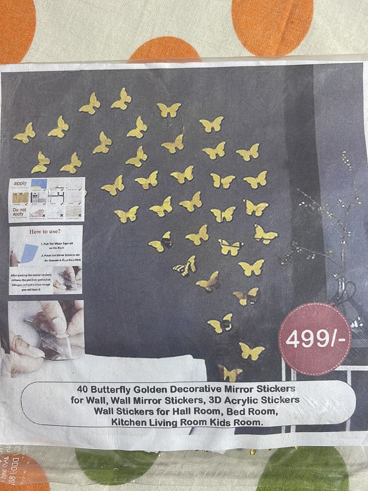 Wall Sticker 3D Golden Butterfly Shape40 Pc