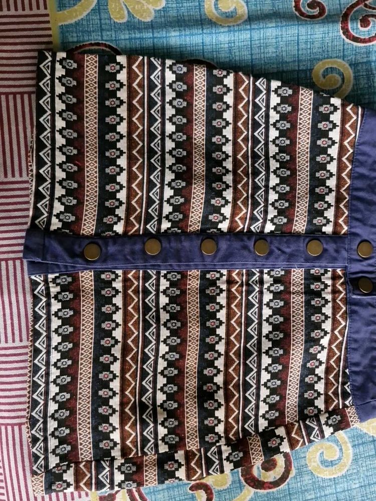 Patterned Button-Up Skirt