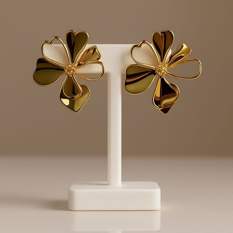 Golden Blossom Stainless Steel Earrings