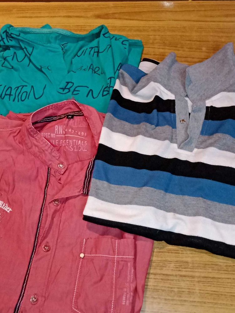 Combo of 2 Tshirts 1 Shirt Set