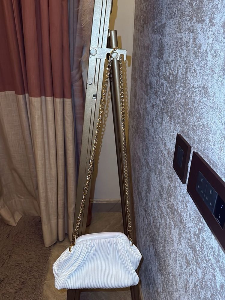 White Pleated Clutch