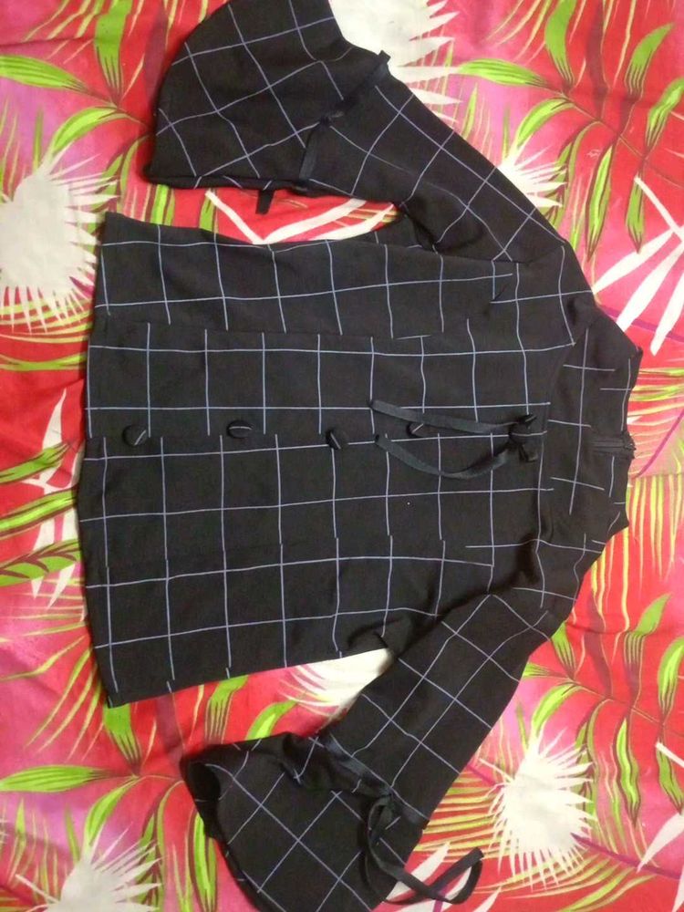 Checkered Bell Sleeve Top