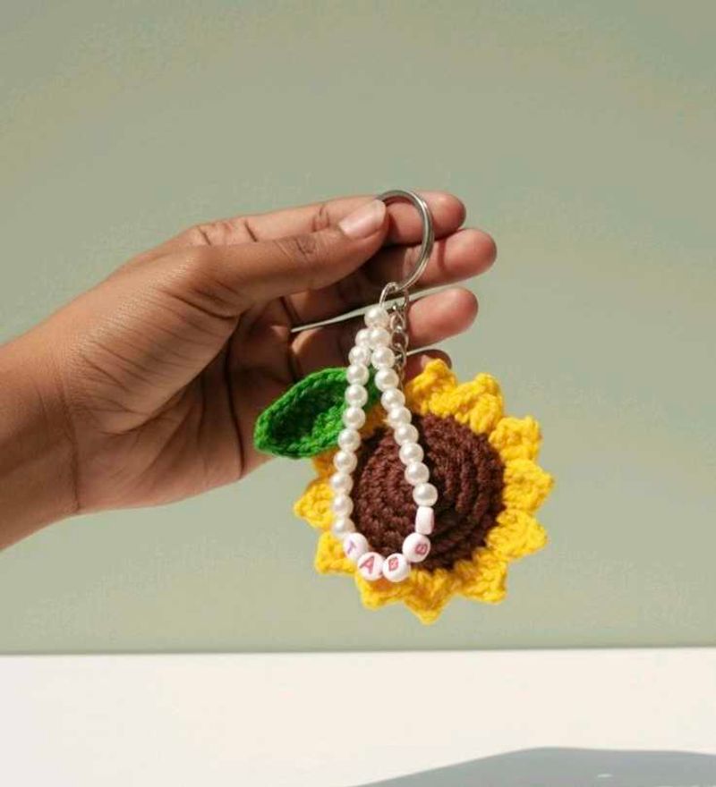 Personalized Petal Charm | Sunflower keychain | Ha
