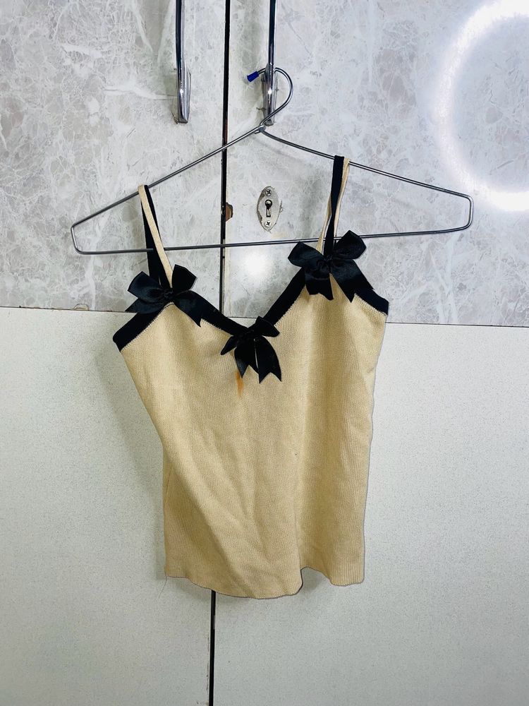 Black Ribbon Crop Top