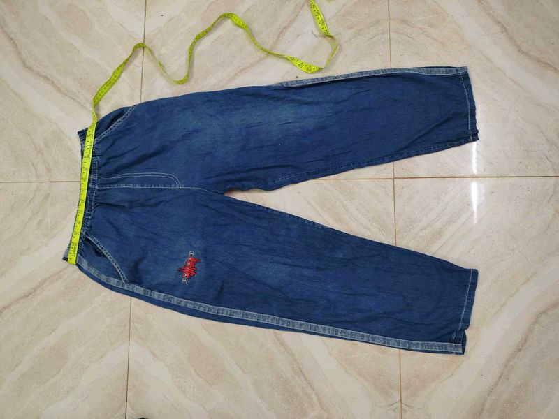 Vintage Denim Pants with Embroidery
