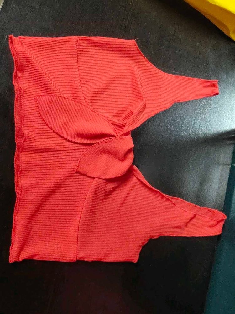 Red Front Knot Crop Top