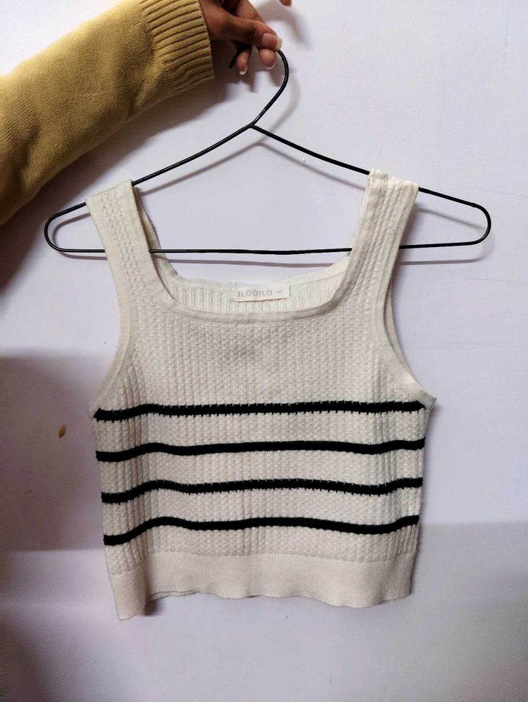 Striped Knit Crop Top