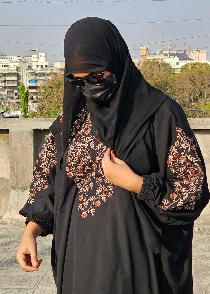 Floral Dubai Imported Black Abaya For Women