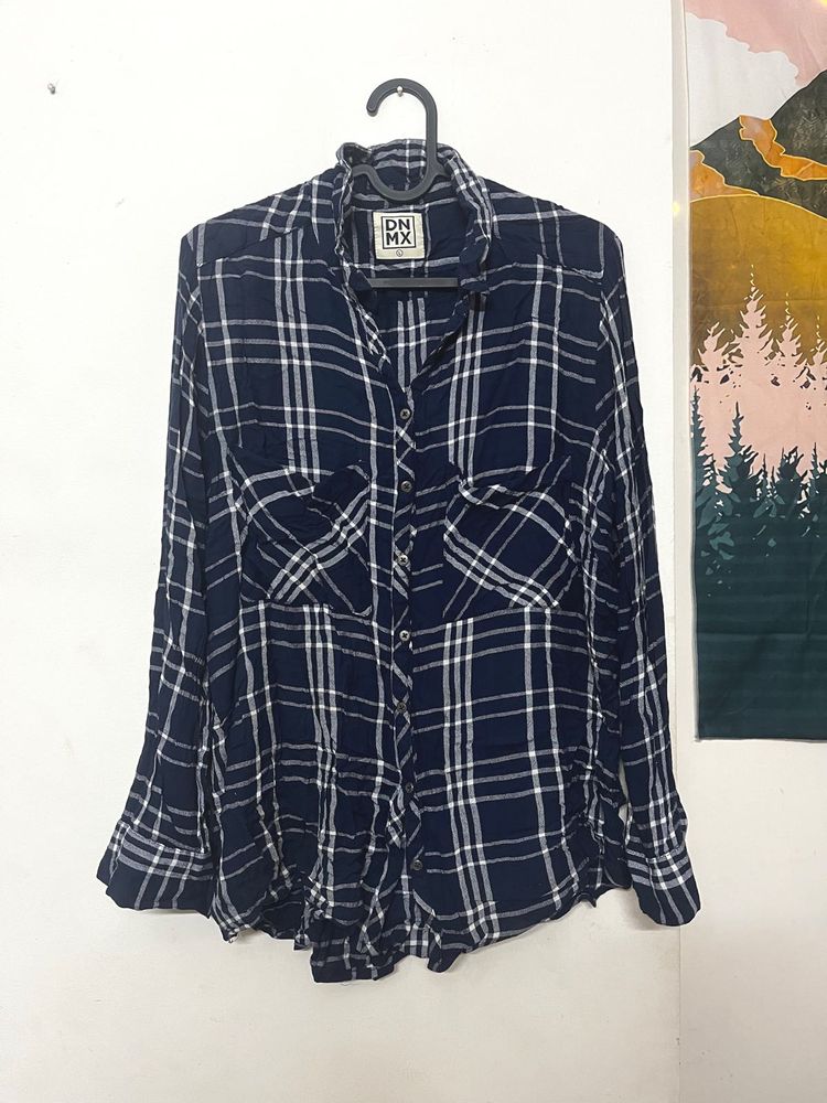 Blue Plaid Flannel Shirt