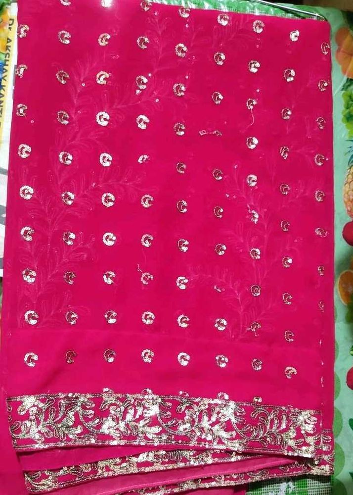 Pink Sequin Saree