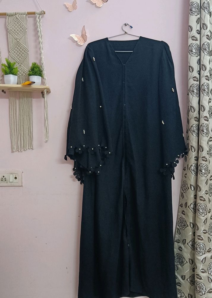 Imported Abaya With Designer Pearl Sleeves