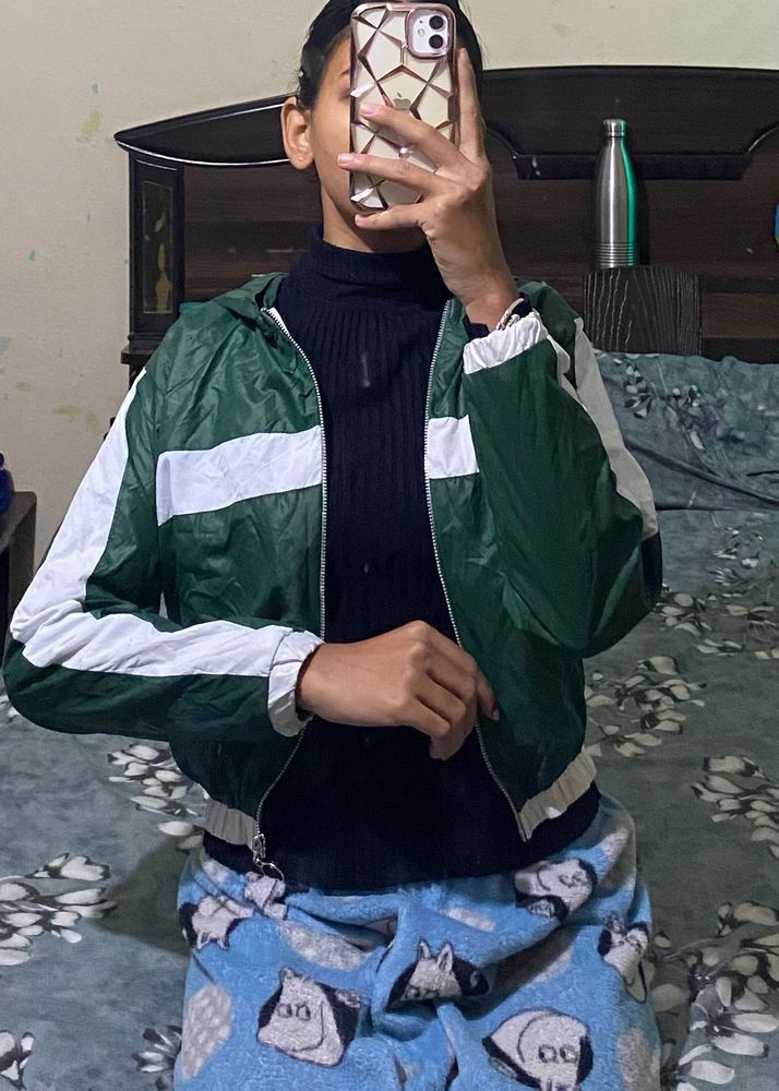 dark green cool crop jecket for girl &amp; women
