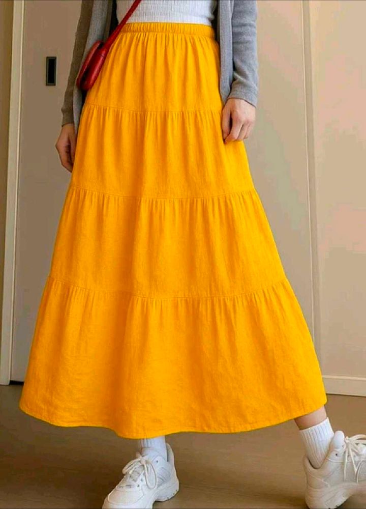 Women Yellow Maxi Skirt