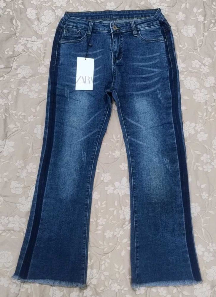 Zara Striped Flare Jeans