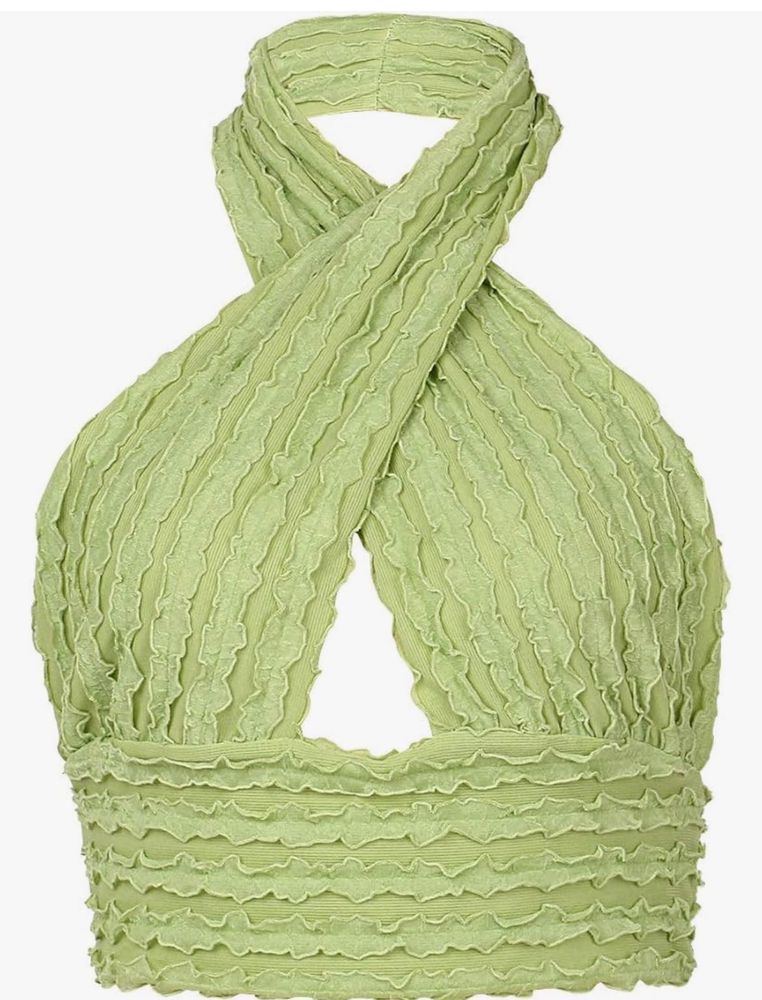 Y2k Criss-Cross Cut Out Halter Top💚