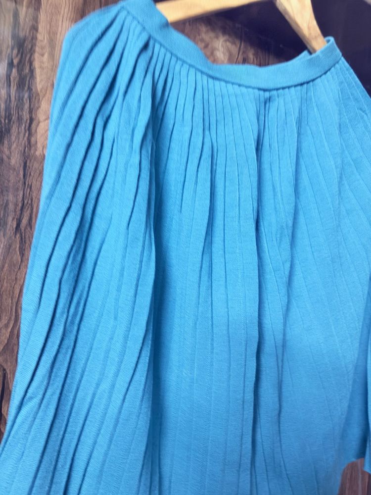 Warm Pleated Blue Top